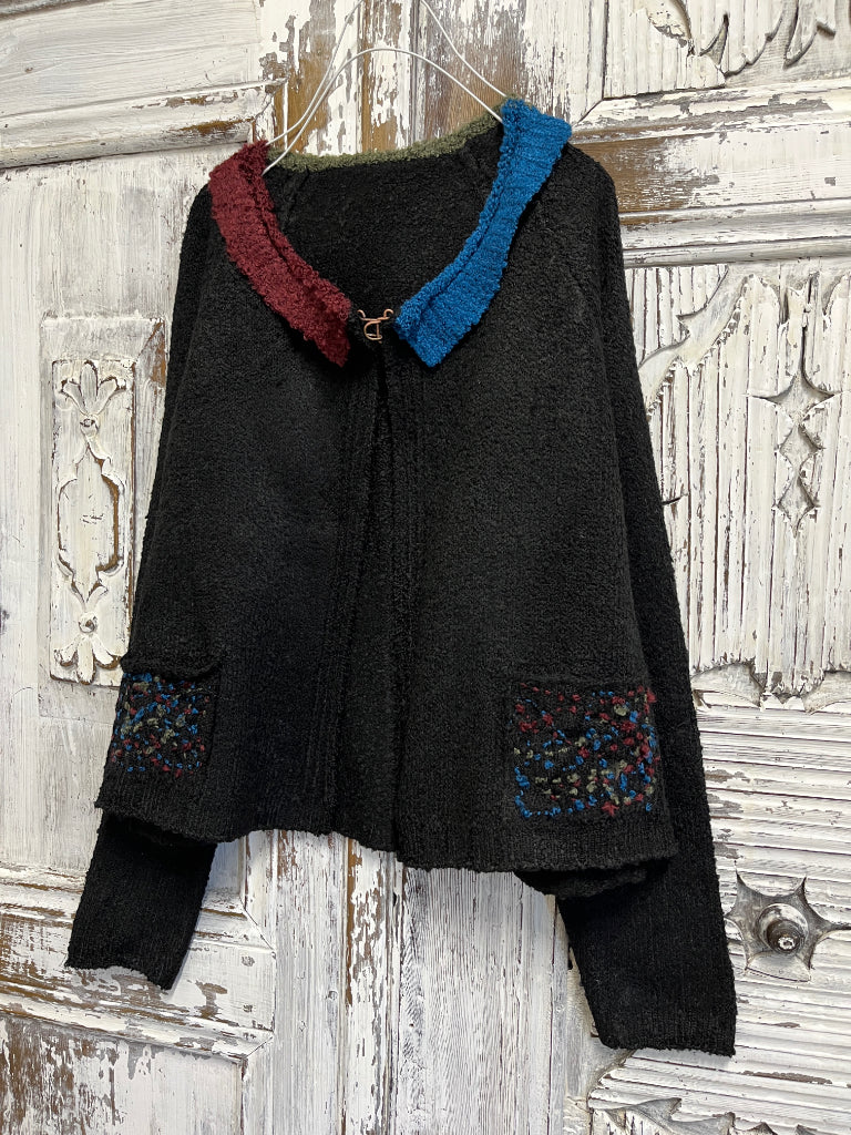 renkli yaka triko hırka 