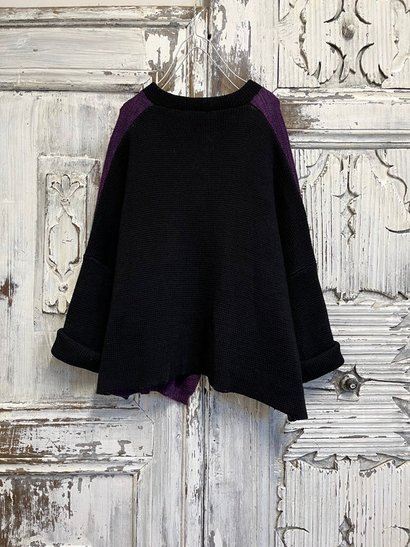 fermuarlı mor patchwork süslemeli hırka