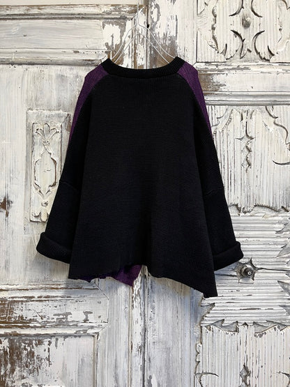 fermuarlı mor patchwork süslemeli hırka