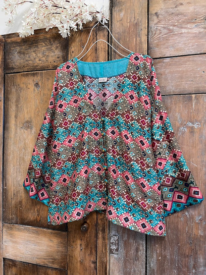 ikat desen pembe şık ceket