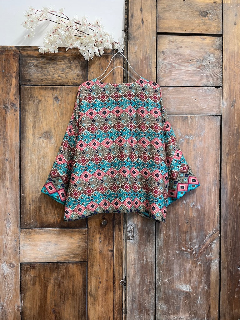 ikat desen pembe şık ceket