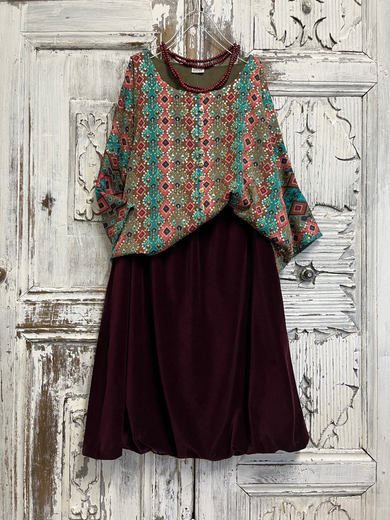 ikat desenli el işi süslemeli şık bluz