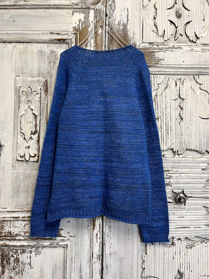 İnce Yün Detay Mavi Hırka