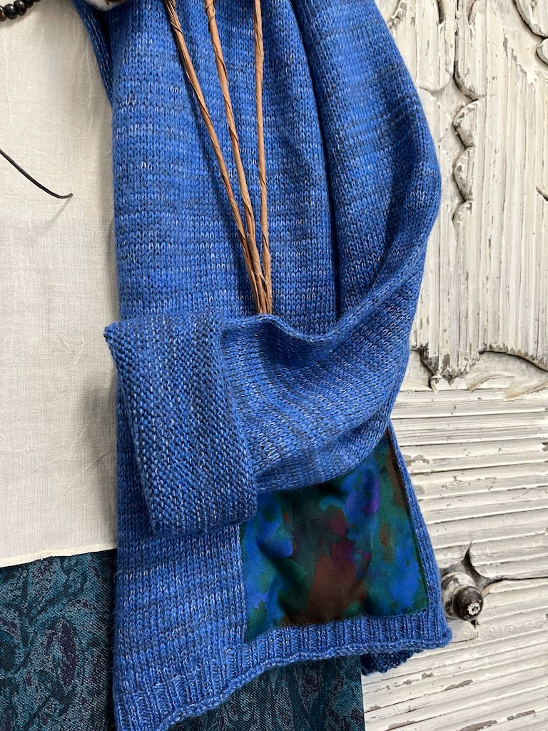 İnce Yün Detay Mavi Hırka