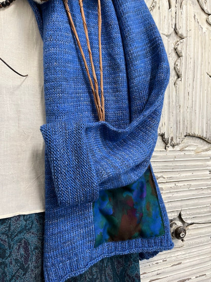 İnce Yün Detay Mavi Hırka