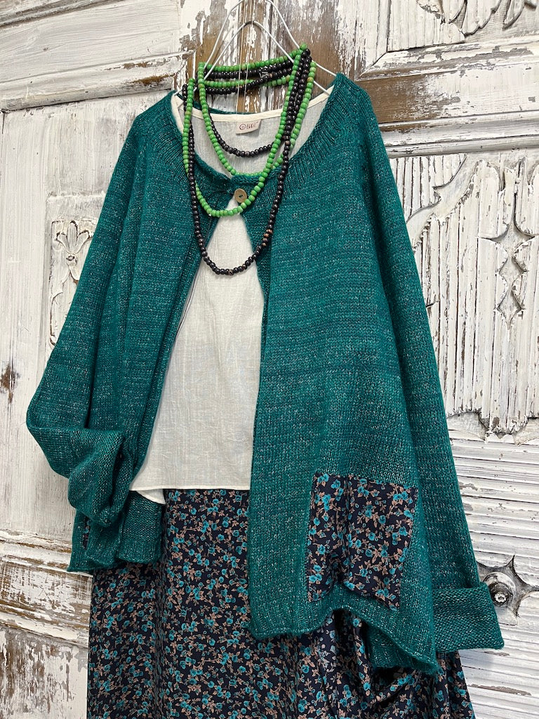 Petrol rengi moher hırka