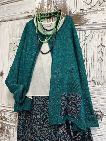 Petrol rengi moher hırka