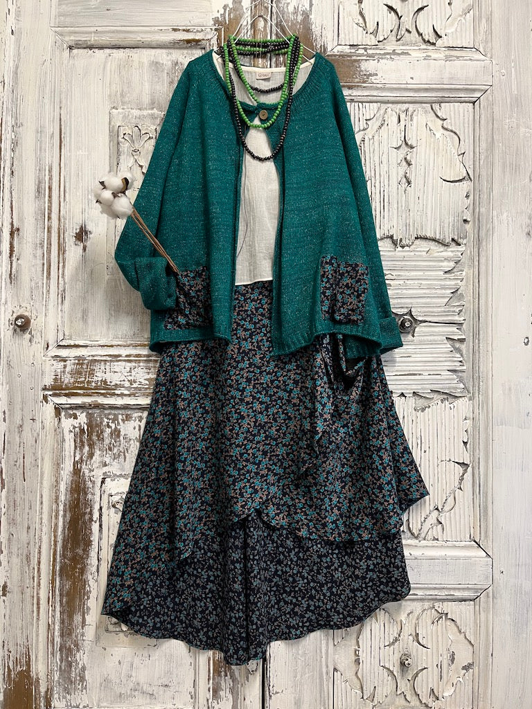 Petrol rengi moher hırka