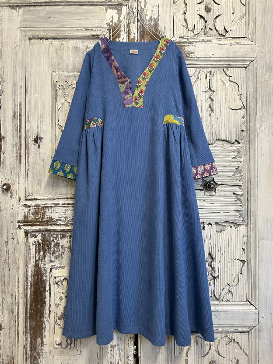 fitilli kadife indigo elbise 