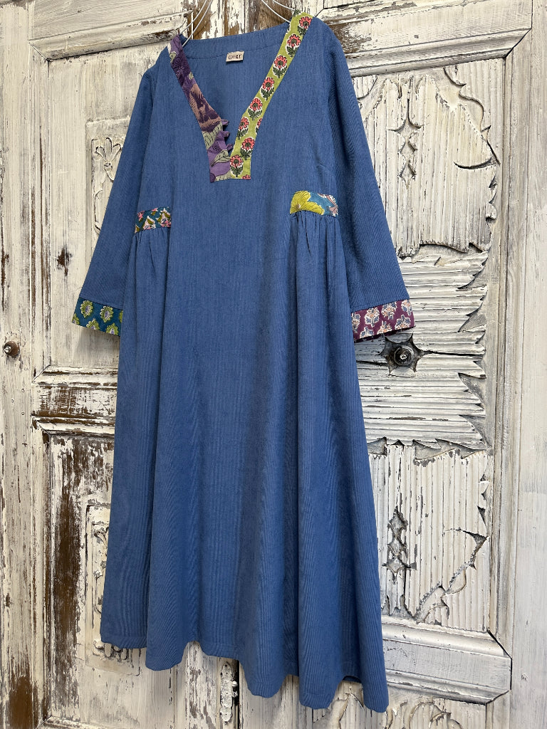 fitilli kadife indigo elbise 