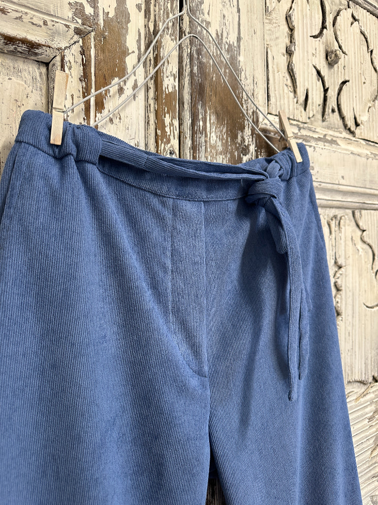 indigo fitilli kadife bol paça pantolon 