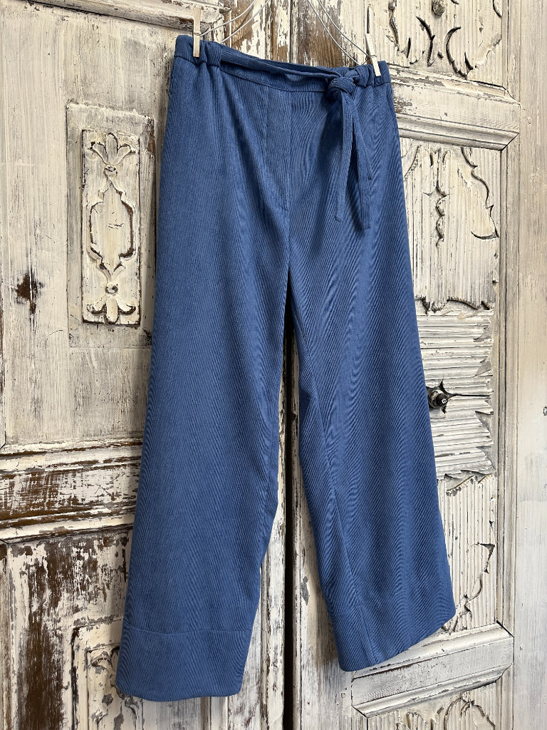 indigo fitilli kadife bol paça pantolon 