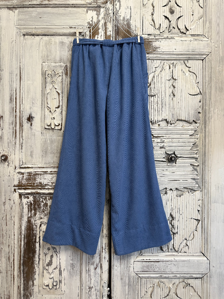 indigo fitilli kadife bol paça pantolon 