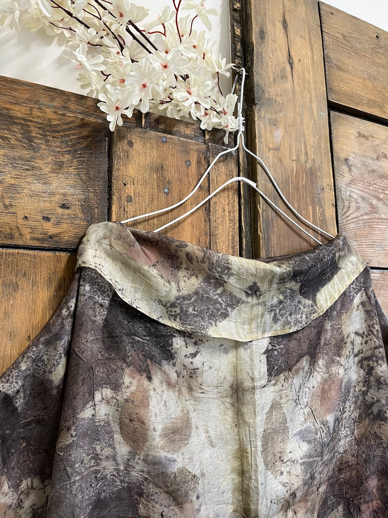 ipek eco-print kısa kolu bluz