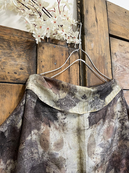 ipek eco-print kısa kolu bluz