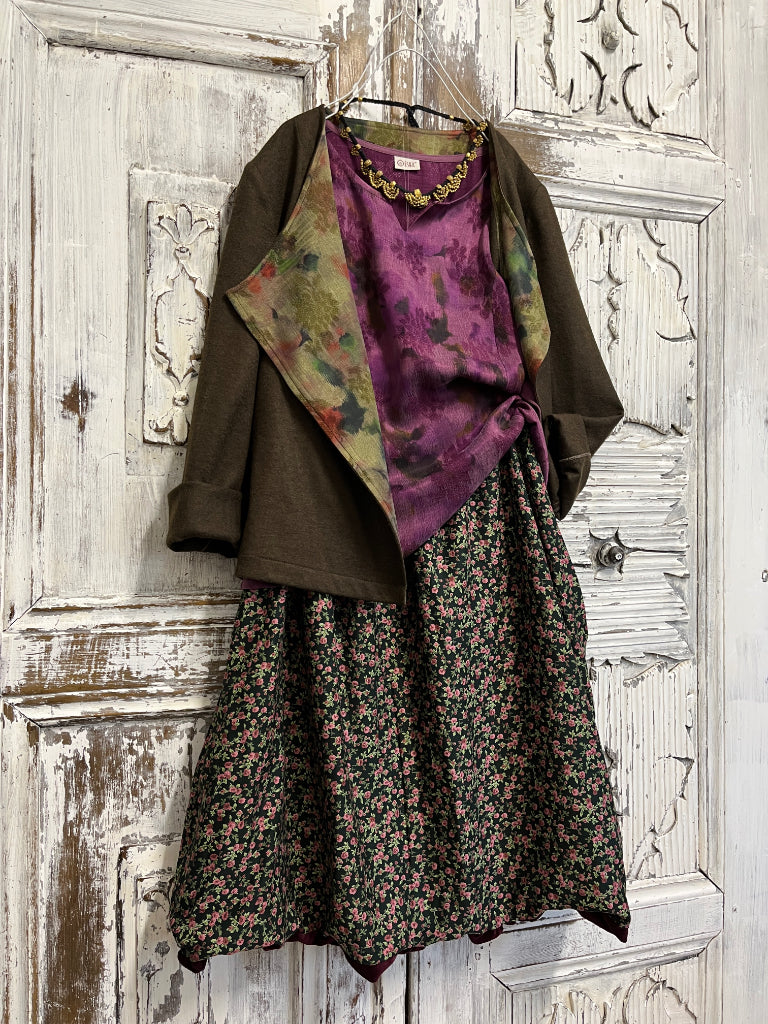 haki yün ceket yakası ipek detay