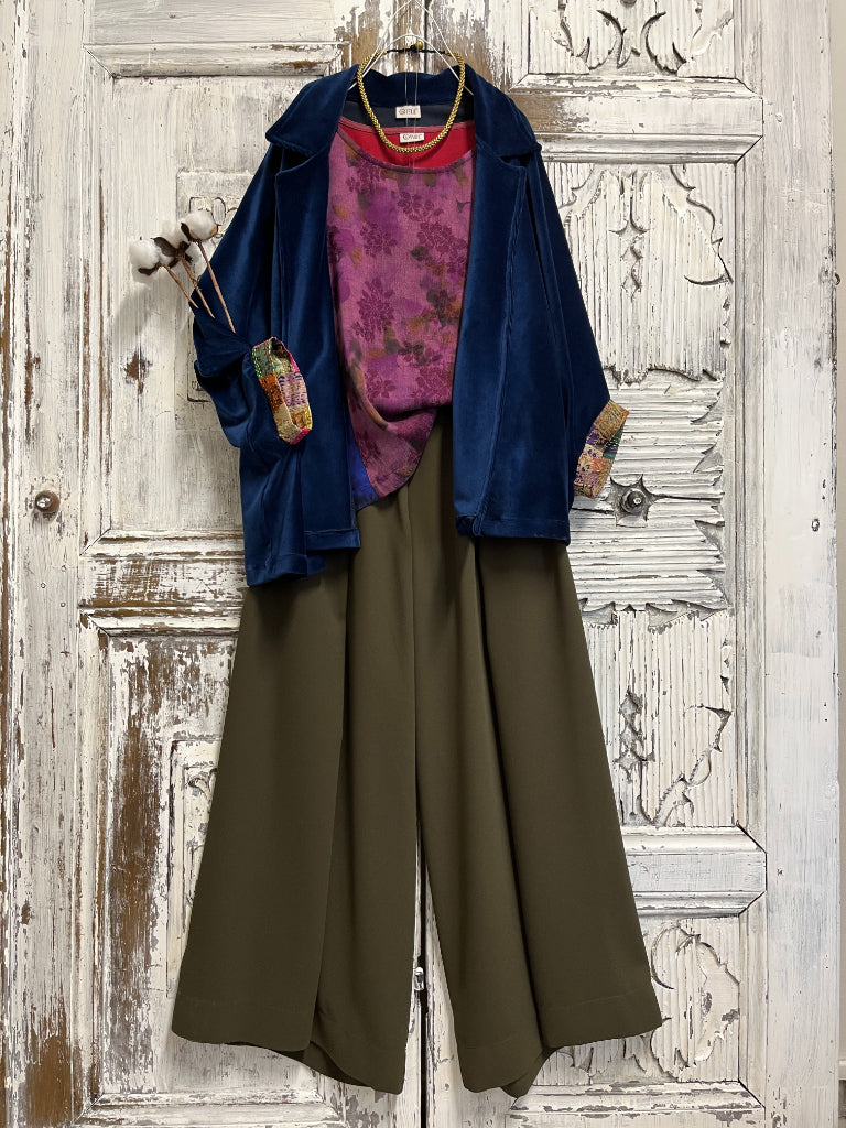 ipek manşetli lacivert kadife ceket