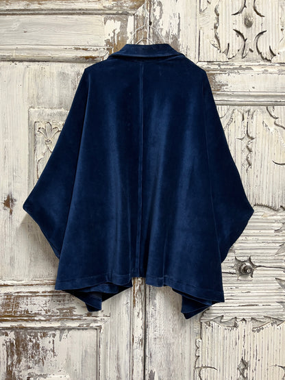 ipek manşetli lacivert kadife ceket