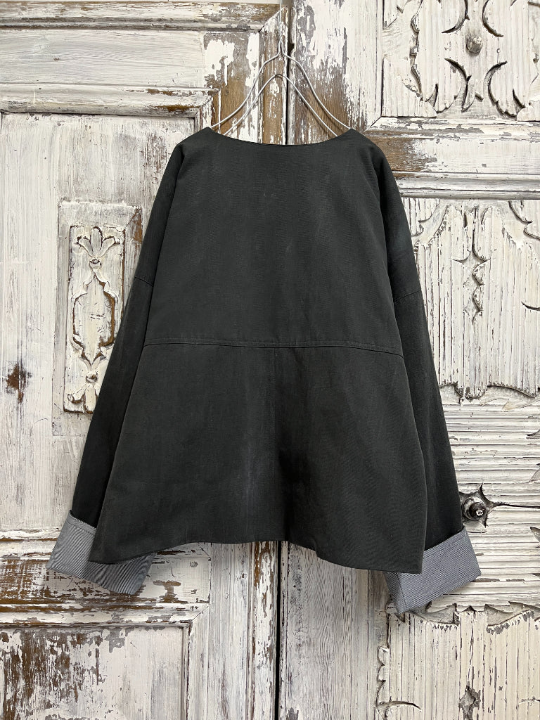 denim ve keten patch ceket