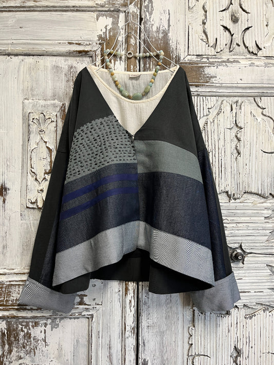 denim ve keten patch ceket