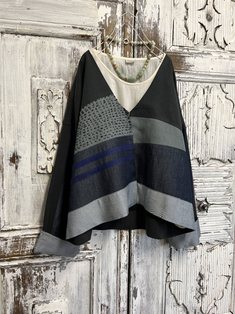 denim ve keten patch ceket