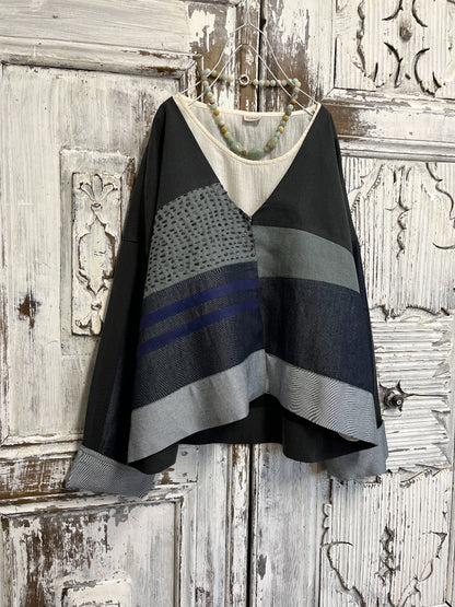 denim ve keten patch ceket