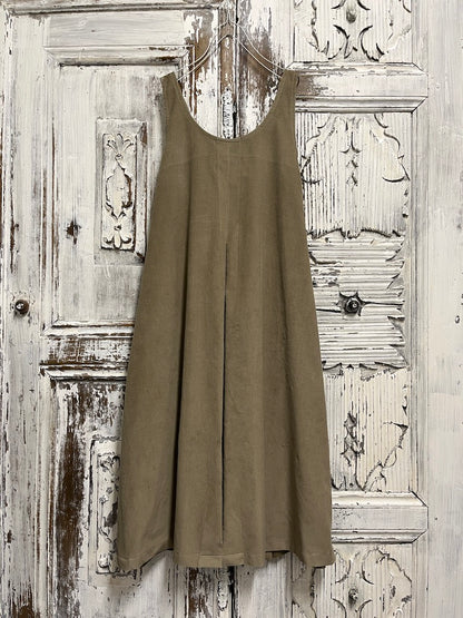 bej fitilli kadife cep detay elbise