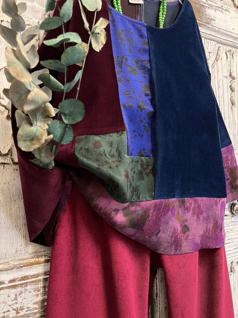 ipek ve kadife patchwork bluz