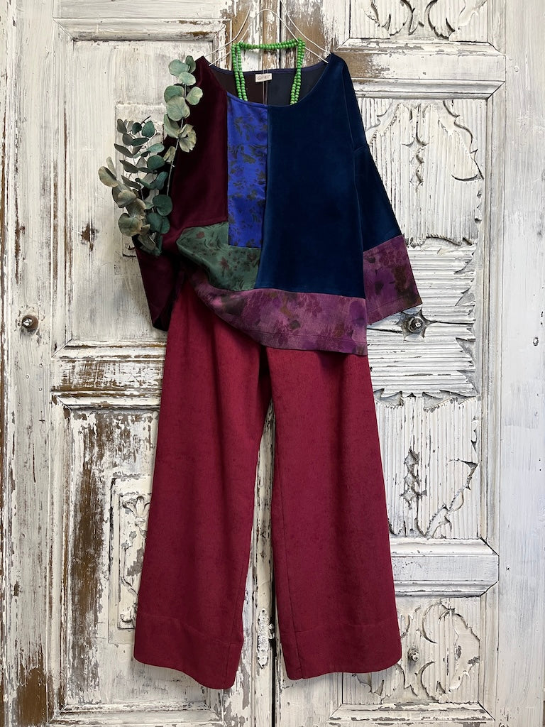 ipek ve kadife patchwork bluz