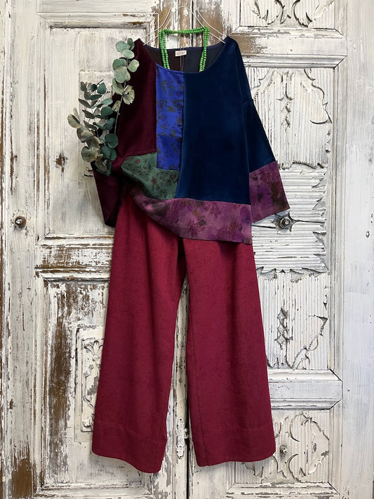 ipek ve kadife patchwork bluz