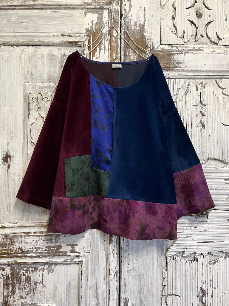 ipek ve kadife patchwork bluz