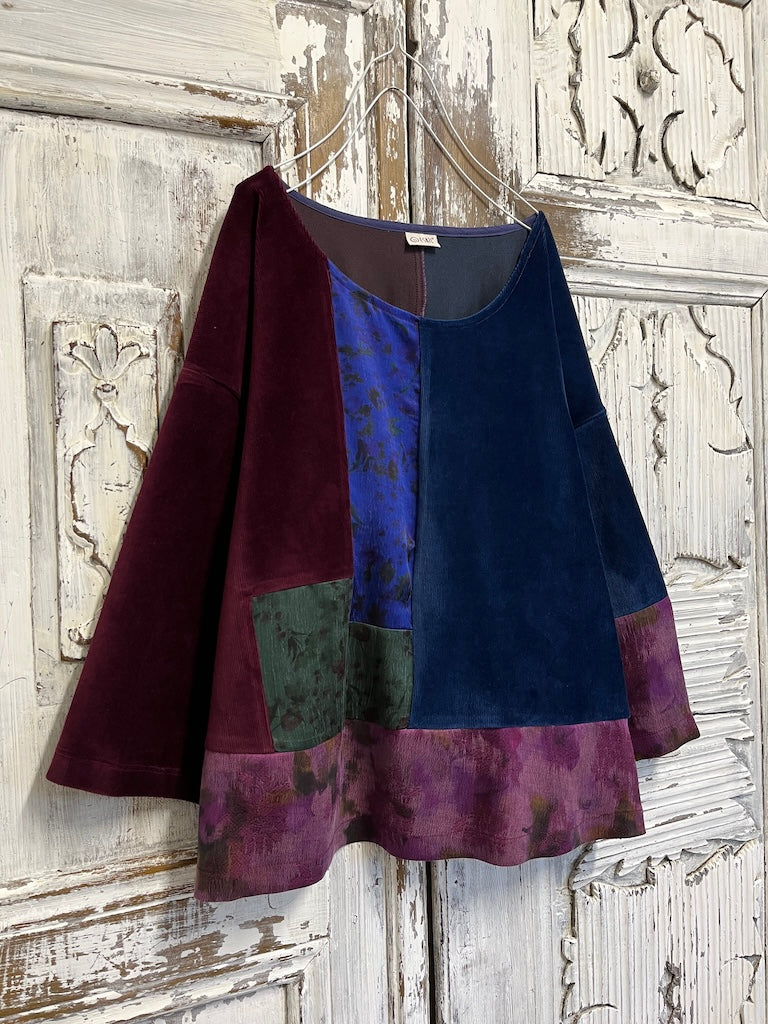 ipek ve kadife patchwork bluz