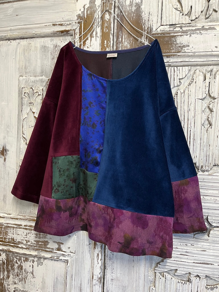 ipek ve kadife patchwork bluz