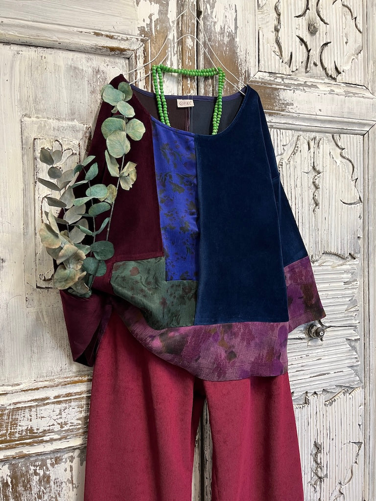 ipek ve kadife patchwork bluz