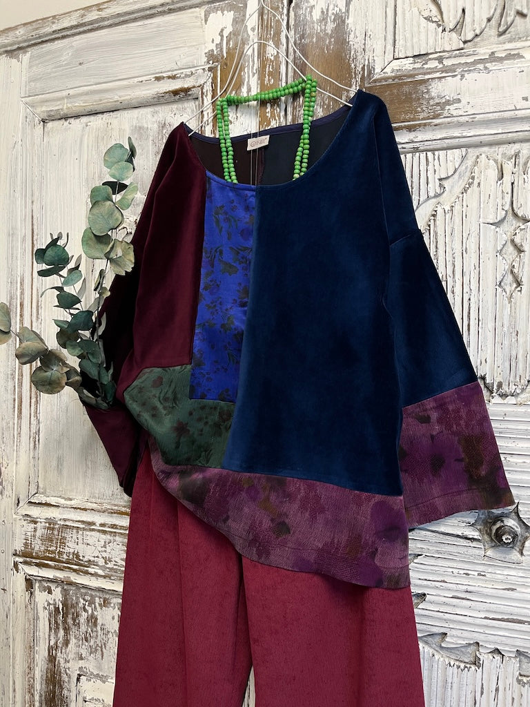 ipek ve kadife patchwork bluz