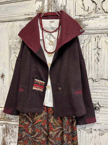 yünlü ceket el işi süslemeli