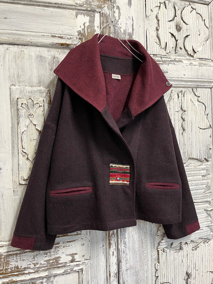 yünlü ceket el işi süslemeli