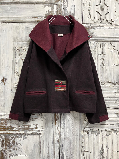 yünlü ceket el işi süslemeli