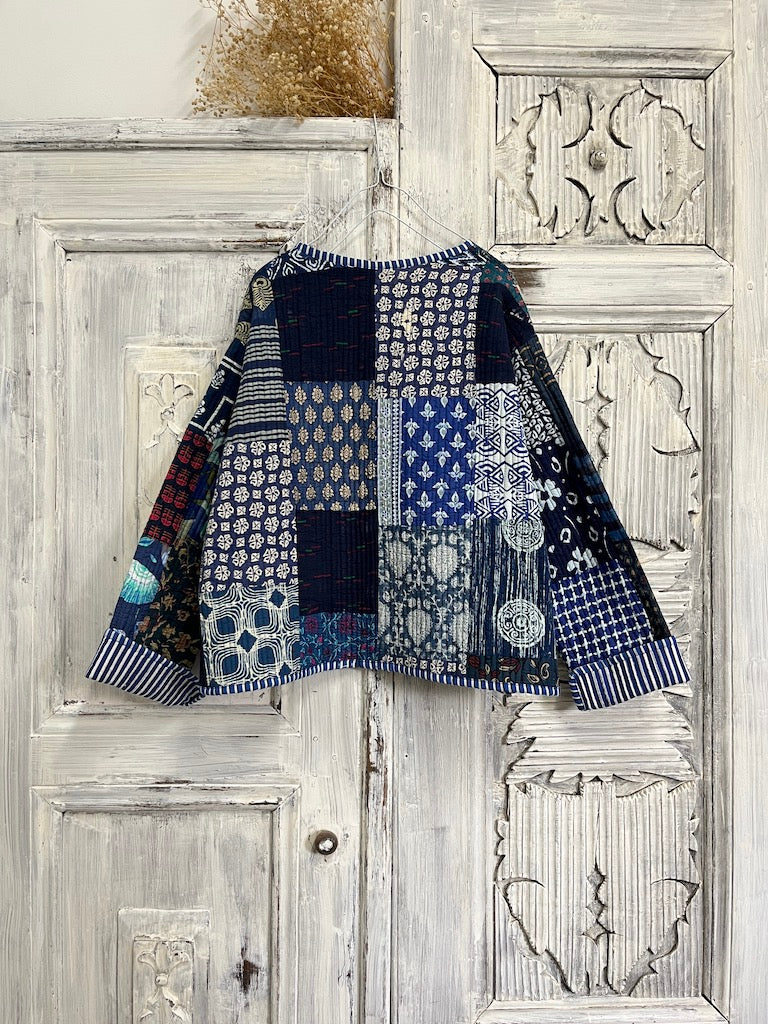 kapitone patchwork indigo ceket