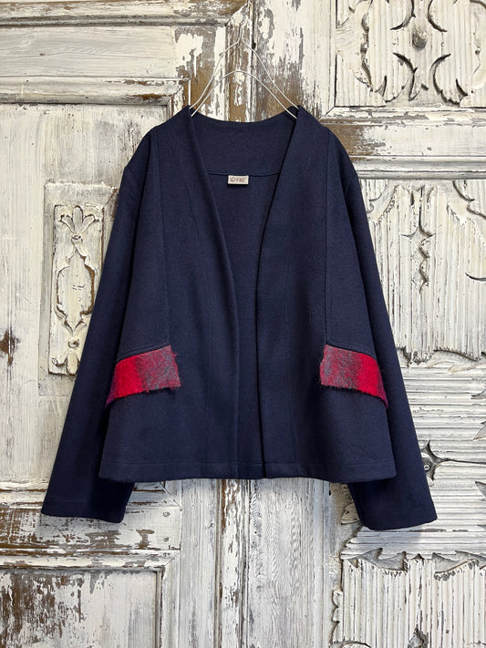 keçe süslemeli lacivert ceket