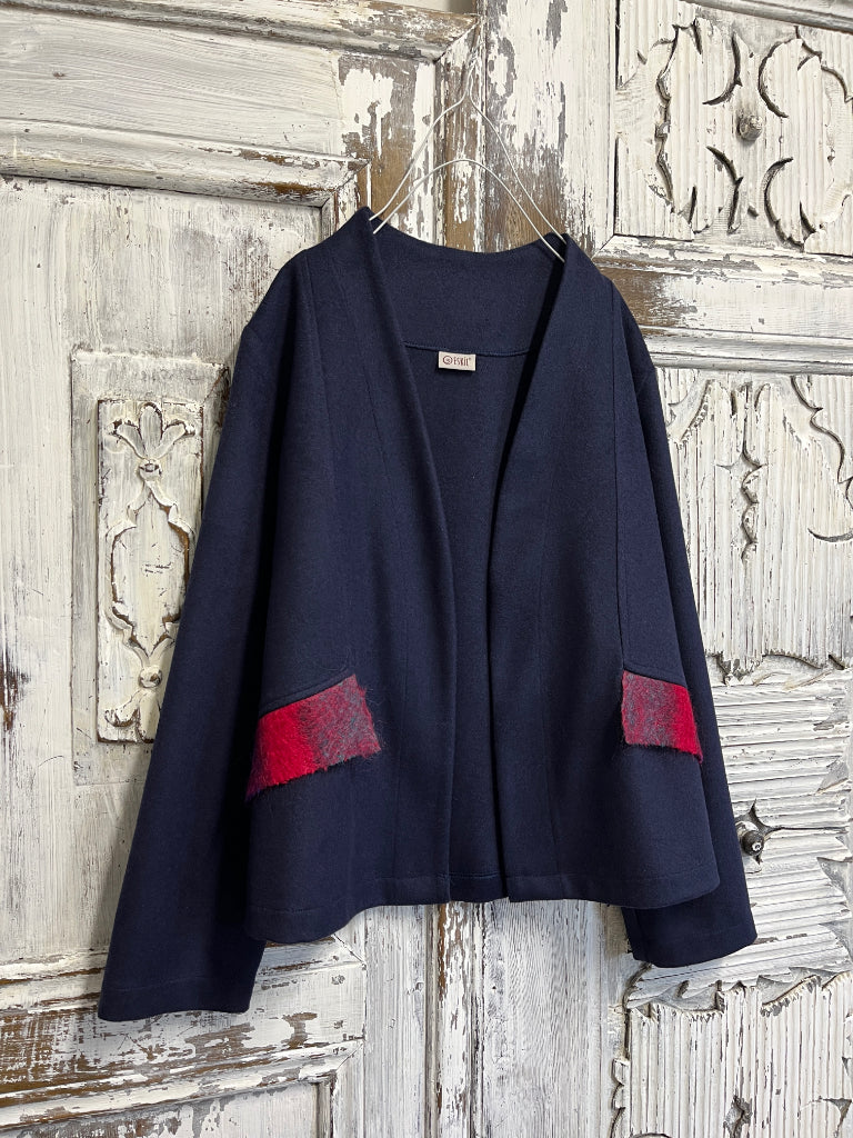 keçe süslemeli lacivert ceket