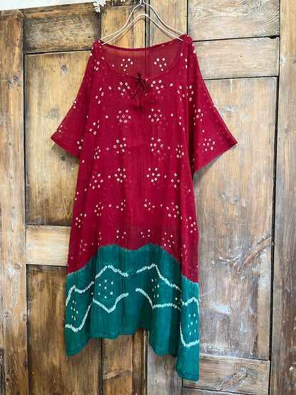 kırmızı tie dye pareo elbise