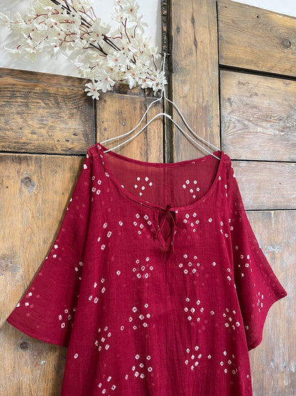 kırmızı tie dye pareo elbise