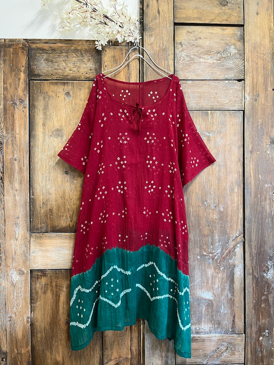 kırmızı tie dye pareo elbise