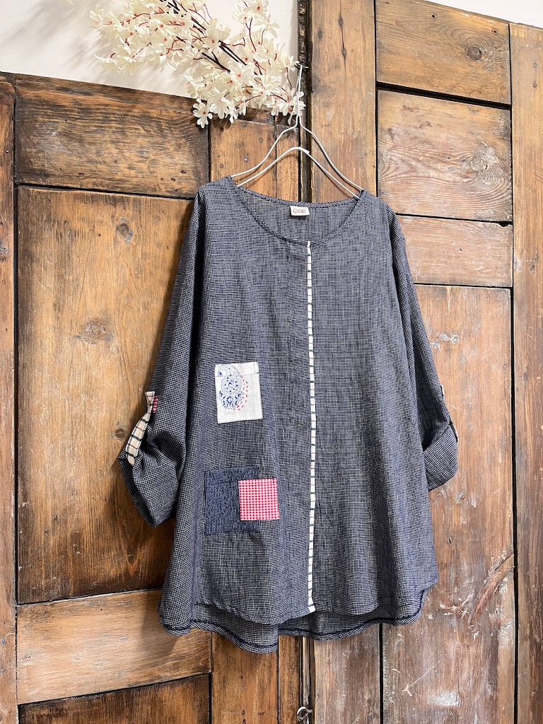 el dokuma pamuklu kareli gömlek