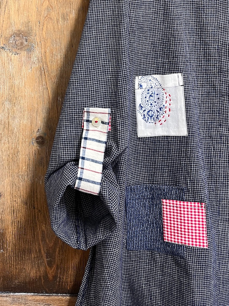 el dokuma pamuklu kareli gömlek