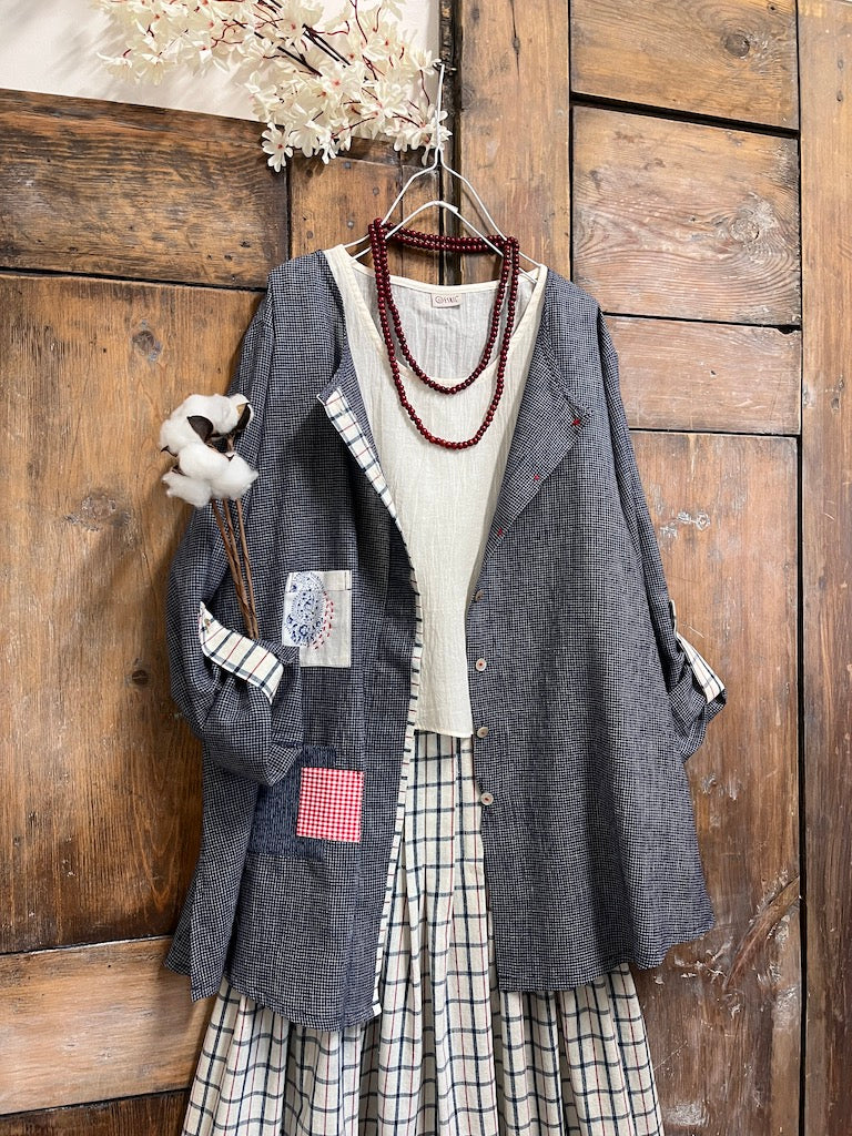 el dokuma pamuklu kareli gömlek