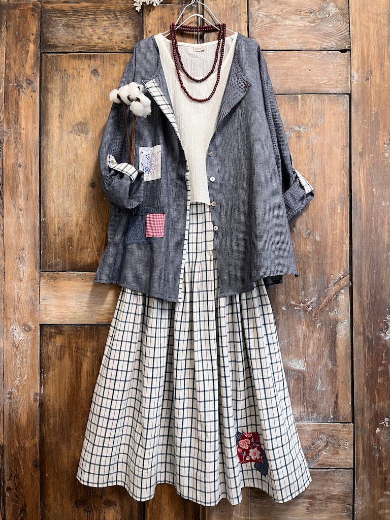 el dokuma pamuklu kareli gömlek