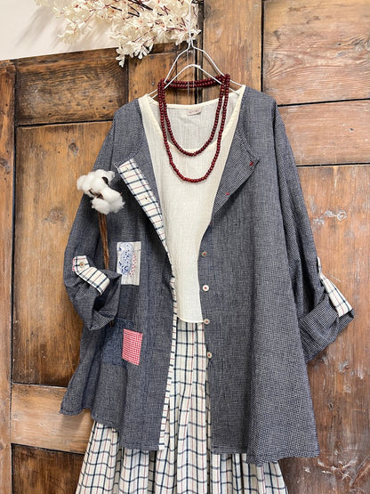 el dokuma pamuklu kareli gömlek