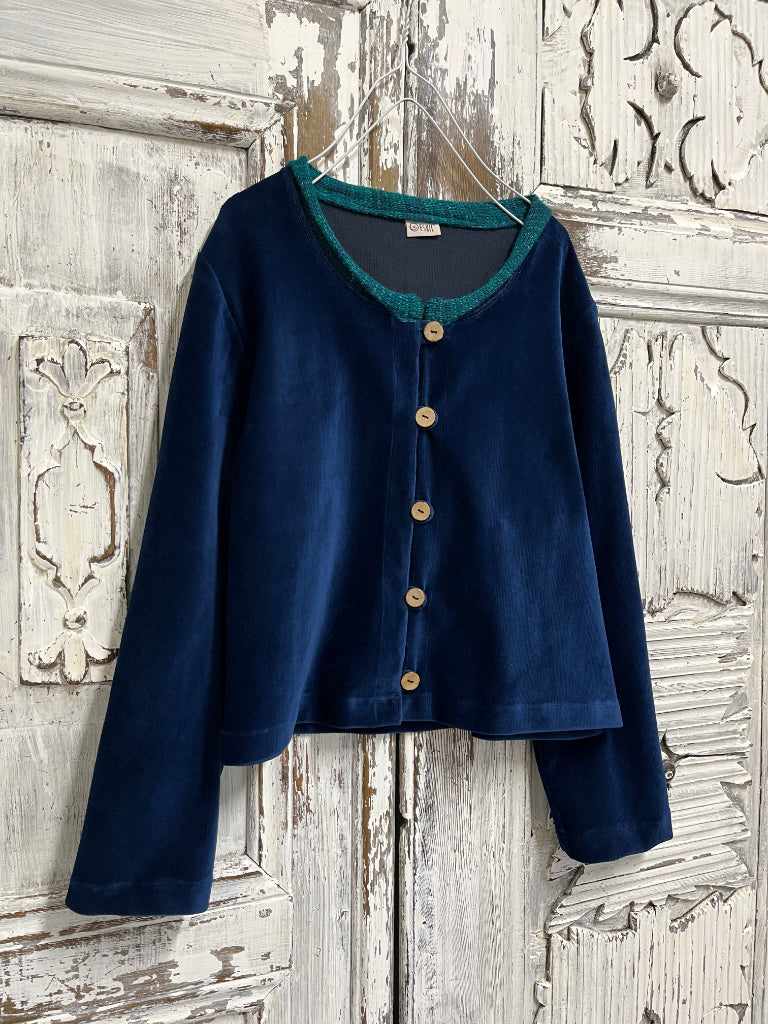 Lacivert Kadife Bolero Ceket